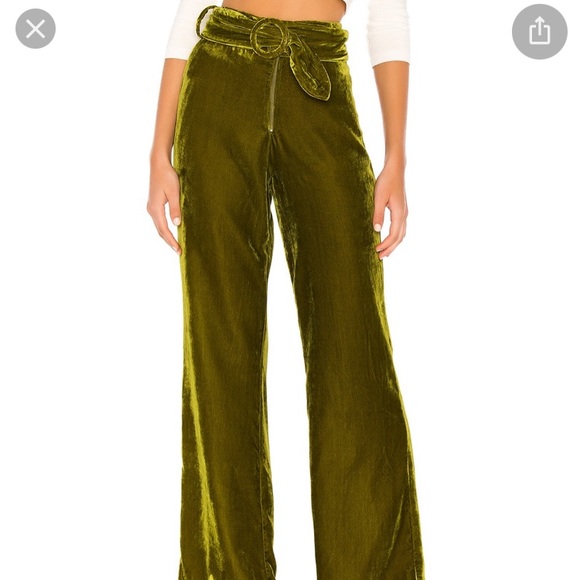 Tularosa Pants - Green velvet pants revolve pants Ruth Belted Pant in Moss Green
Tularosa